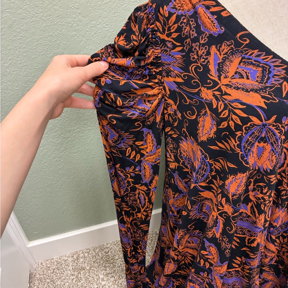 Free People Orange and Purple/blue Floral Tunic - Picture 7 of 12